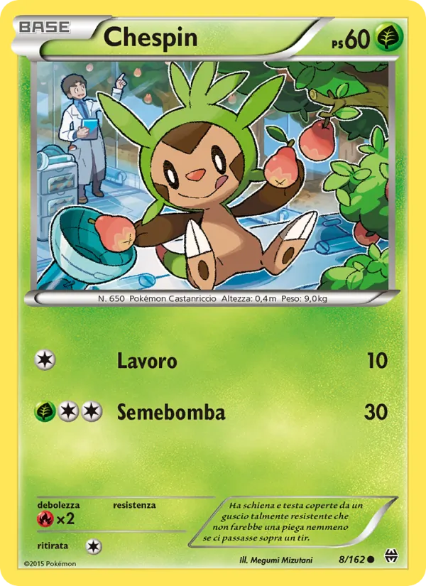 Carta Chespin dell'espansione Turbo Blitz, numero 8/162