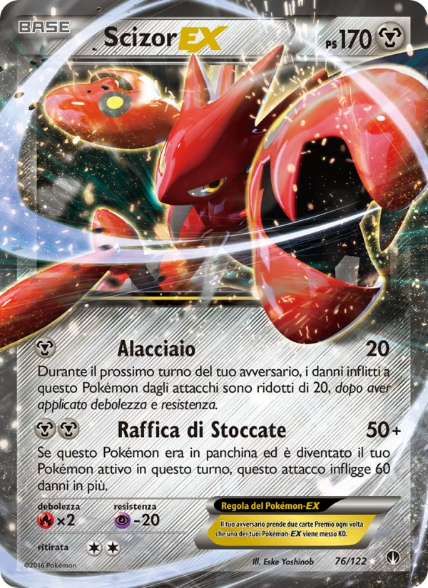 Carta Scizor EX dell'espansione Turbo Crash, numero 76/122
