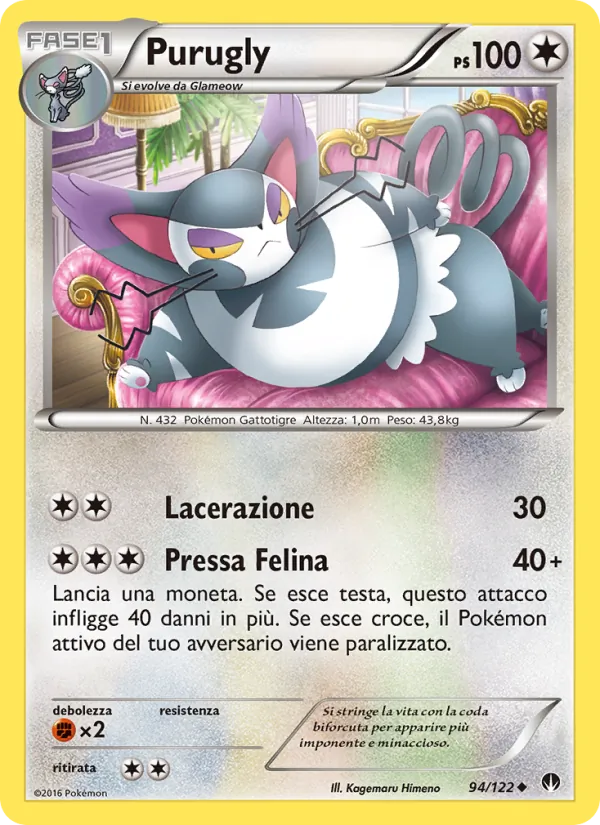 Carta Purugly dell'espansione Turbo Crash, numero 94/122