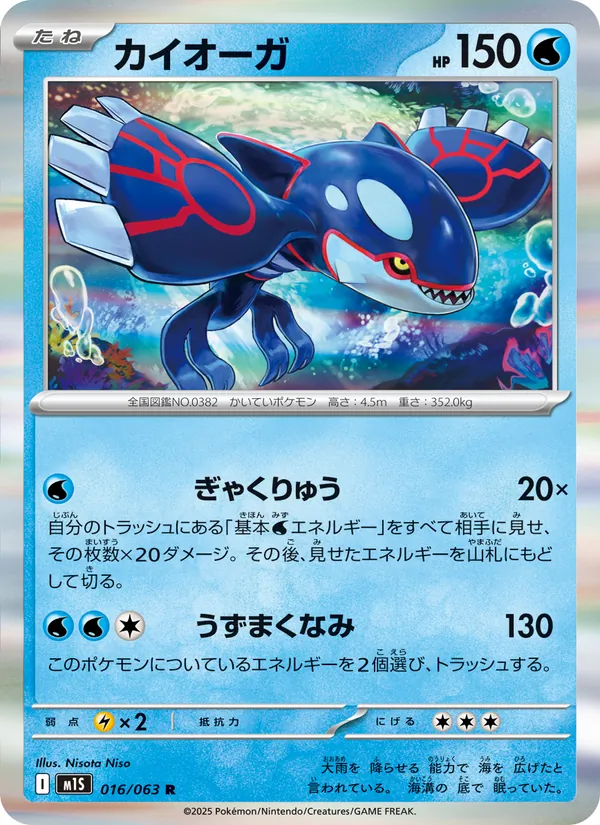 Kyogre card from m1S: Mega Symphonia, number 016/63