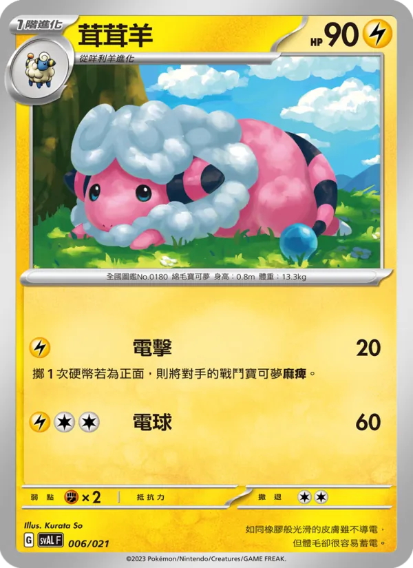 Kaart 茸茸羊 uit 起始組合ex 呆火鱷&電龍 ex, nummer 006/21