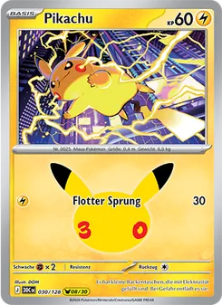 Karte Pikachu aus 30 Jahre, Nummer 030/128