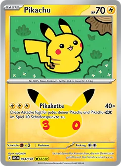 Karte Pikachu aus 30 Jahre, Nummer 034/128