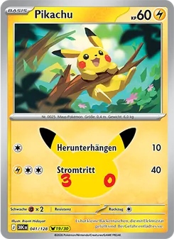 Karte Pikachu aus 30 Jahre, Nummer 041/128