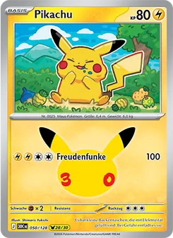Karte Pikachu aus 30 Jahre, Nummer 050/128