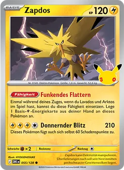 Karte Zapdos aus 30 Jahre, Nummer 055/128