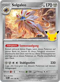 Karte Solgaleo aus 30 Jahre, Nummer 105/128