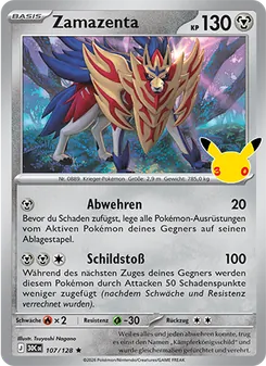 Karte Zamazenta aus 30 Jahre, Nummer 107/128