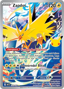 Karte Zapdos aus 30 Jahre, Nummer 133/128
