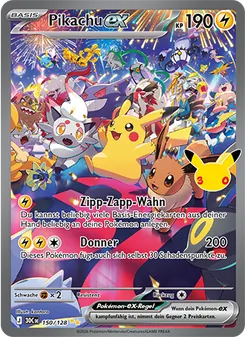 Karte Pikachu-ex aus 30 Jahre, Nummer 150/128