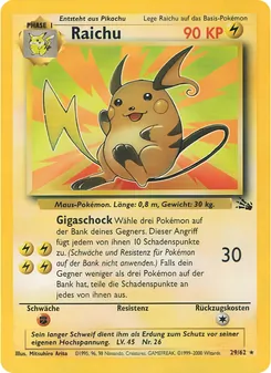 Karte Raichu aus Fossil, Nummer 29/62