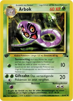 Karte Arbok aus Fossil, Nummer 31/62