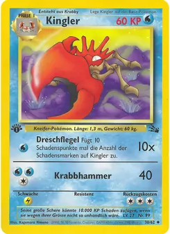 Karte Kingler aus Fossil, Nummer 38/62