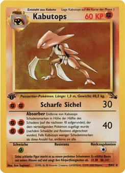 Karte Kabutops aus Fossil, Nummer 9/62