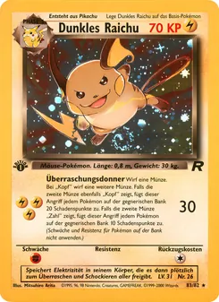 Karte Dunkles Raichu aus Team Rocket, Nummer 83/82