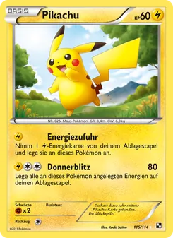 Karte Pikachu aus Schwarz & Weiß, Nummer 115/114