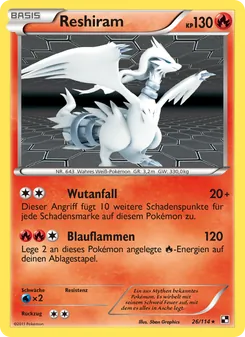 Karte Reshiram aus Schwarz & Weiß, Nummer 26/114