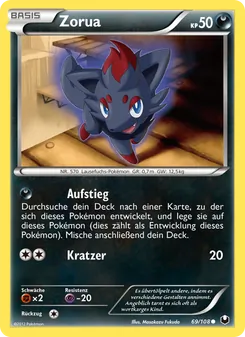 Karte Zorua aus Erforscher der Finsternis, Nummer 69/108