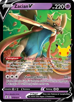 Karte Zacian V aus Celebrations, Nummer 16/25