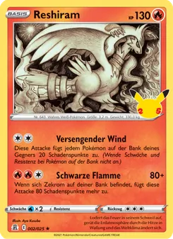 Karte Reshiram aus Celebrations, Nummer 2/25
