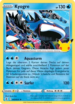 Karte Kyogre aus Celebrations, Nummer 3/25