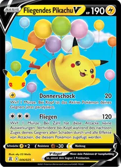 Karte Fliegendes Pikachu V aus Celebrations, Nummer 6/25