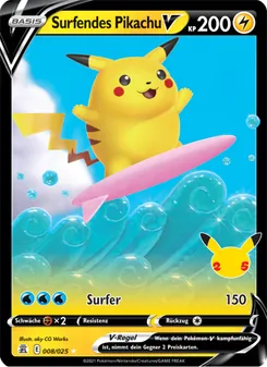 Karte Surfendes Pikachu V aus Celebrations, Nummer 8/25
