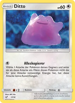 Karte Ditto aus Meisterdetektiv Pikachu, Nummer 17/18