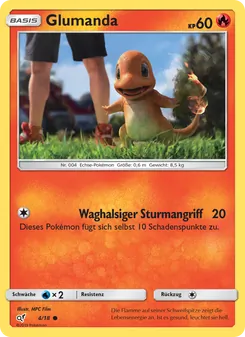 Karte Glumanda aus Meisterdetektiv Pikachu, Nummer 4/18