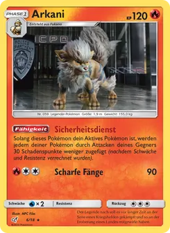 Karte Arkani aus Meisterdetektiv Pikachu, Nummer 6/18