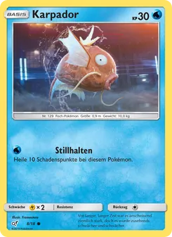Karte Karpador aus Meisterdetektiv Pikachu, Nummer 8/18