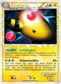 Karte Ampharos aus HeartGold SoulSilver, Nummer 105/123