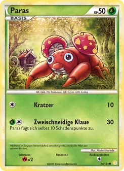 Karte Paras aus HeartGold SoulSilver, Nummer 76/123
