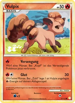 Karte Vulpix aus HeartGold SoulSilver, Nummer 87/123