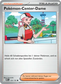 Karte Pokémon-Center-Dame aus Mega-Entwicklung, Nummer 123/132