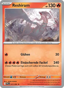 Karte Reshiram aus Fatale Flammen, Nummer 017/94