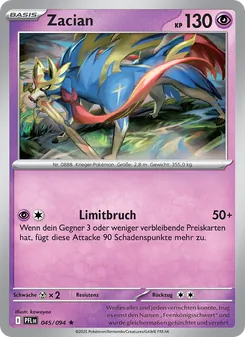 Karte Zacian aus Fatale Flammen, Nummer 045/94