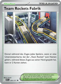 Karte Team Rockets Fabrik aus Erhabene Helden, Nummer 203/217