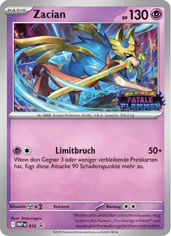 Karte Zacian aus MEP Black Star Promos, Nummer 015