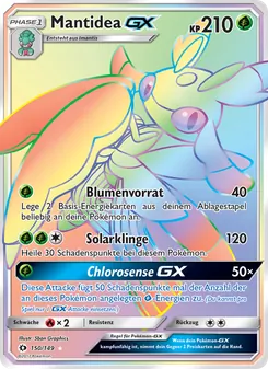Karte Mantidea GX aus Sonne & Mond, Nummer 150/149