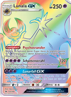 Karte Lunala GX aus Sonne & Mond, Nummer 153/149