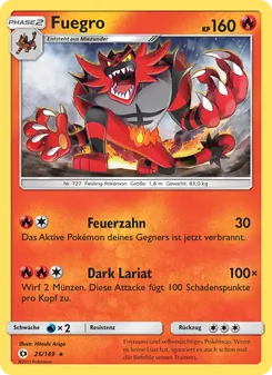 Karte Fuegro aus Sonne & Mond, Nummer 26/149