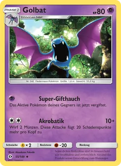 Karte Golbat aus Sonne & Mond, Nummer 55/149