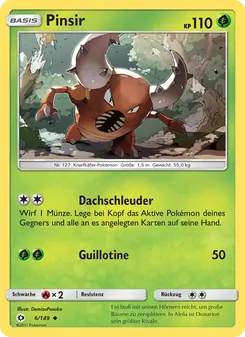 Karte Pinsir aus Sonne & Mond, Nummer 6/149