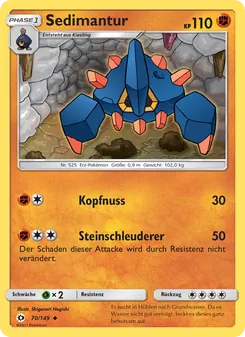 Karte Sedimantur aus Sonne & Mond, Nummer 70/149