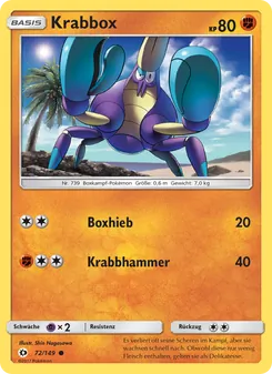 Karte Krabbox aus Sonne & Mond, Nummer 72/149