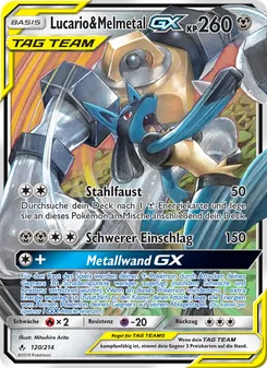 Karte Lucario & Melmetal GX aus Kräfte im Einklang, Nummer 120/214