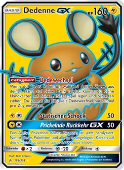 Karte Dedenne GX aus Kräfte im Einklang, Nummer 195/214