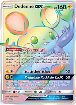 Karte Dedenne GX aus Kräfte im Einklang, Nummer 219/214