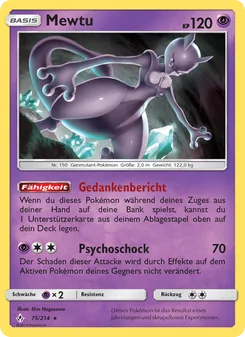 Karte Mewtu aus Kräfte im Einklang, Nummer 75/214